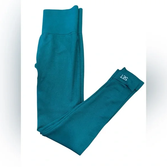 SET ACTIVE Sculptflex Seamless Small Leggings Tights size Small Cove Teal Green - Picture 2 of 2